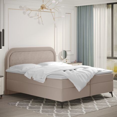 Boxspringbett mit bettkasten und topper Valentino, mehrere Größen Paros/Poso 140x200 cm Beige