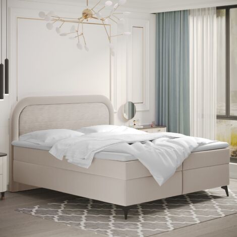 Boxspringbett mit bettkasten und topper Valentino, mehrere Größen Paros/Poso 140x200 cm Ecru