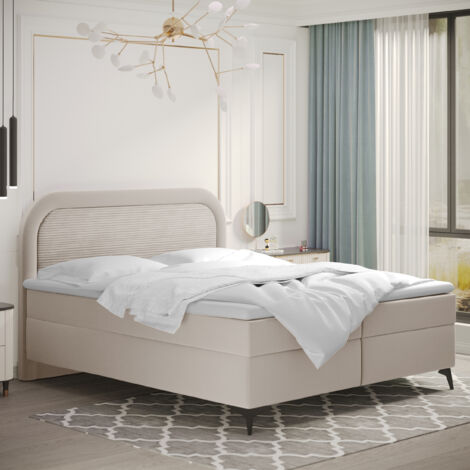 Boxspringbett mit bettkasten und topper Valentino, mehrere Größen Paros/Poso 160x200 cm Ecru