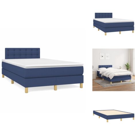 Boxspringbett mit Matratze Blau 120x190 cm Stoff - Boxspringbett - Doppelbett - Schlafraum - Blau - Bettauflage