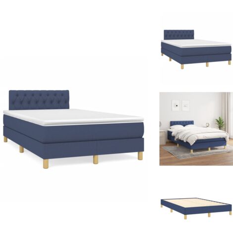 Boxspringbett mit Matratze Blau 120x190 cm Stoff - Boxspringbett - Doppelbett - Schlafraum - Blau - Bettauflage