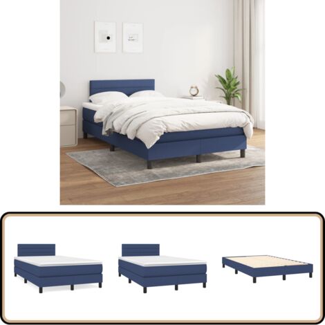 Boxspringbett mit Matratze Blau 120x200 cm Stoff - Boxspringbett - Doppelbett - Schlafraum - Blau - Bettauflage