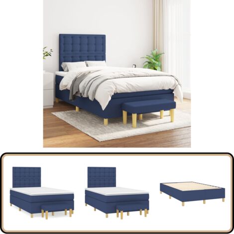 Boxspringbett mit Matratze Blau 120x200 cm Stoff - Boxspringbett - Doppelbett - Schlafraum - Blau - Bettauflage