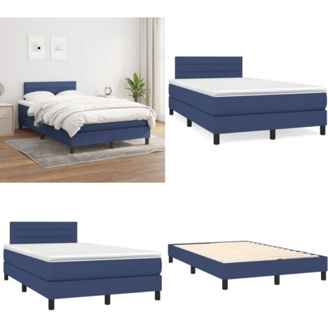 Boxspringbett mit Matratze Blau 120x200 cm Stoff - Boxspringbett - Doppelbett - Schlafraum - Blau - Bettauflage - Home & Living