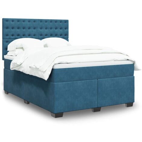 Boxspringbett mit Matratze Blau 140x200 cm Samt vidaXL