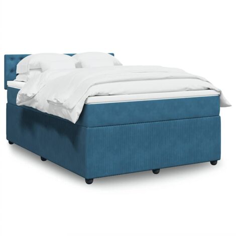 Boxspringbett mit Matratze Blau 140x200 cm Samt vidaXL