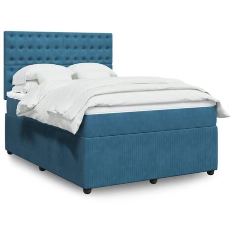 Boxspringbett mit Matratze Blau 140x200 cm Samt vidaXL