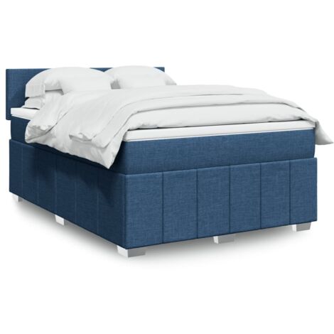 Boxspringbett mit Matratze Blau 140x200 cm Stoff vidaXL