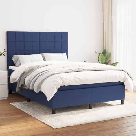 Boxspringbett mit Matratze Blau 140x200 cm Stoff vidaXL