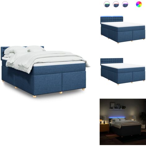 Boxspringbett mit Matratze Blau 160x200 cm Stoff - Boxspringbett - Boxspringbetten - Bett - Bettgestell