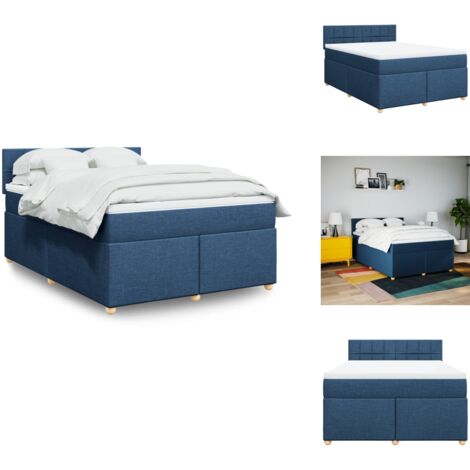 Boxspringbett mit Matratze Blau 160x200 cm Stoff - Boxspringbett - Boxspringbetten - Bett - Schlafzimmermöbel