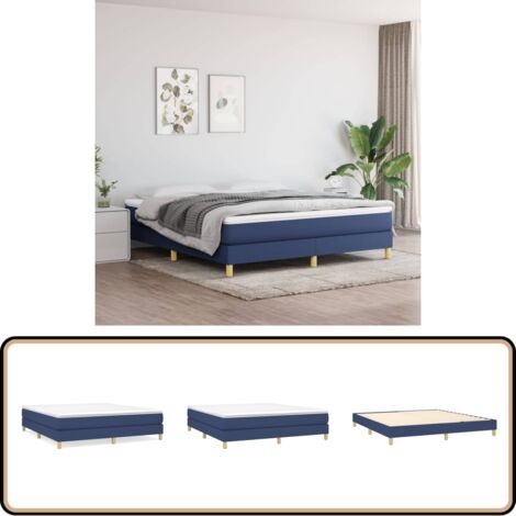 Boxspringbett mit Matratze Blau 160x200 cm Stoff - Boxspringbett - Doppelbett - Bettenrahmen - Matratze - Matratzenauflage