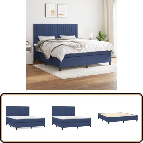 Boxspringbett mit Matratze Blau 160x200 cm Stoff - Boxspringbett - Doppelbett - Blau - Bettrahmen - Matratze