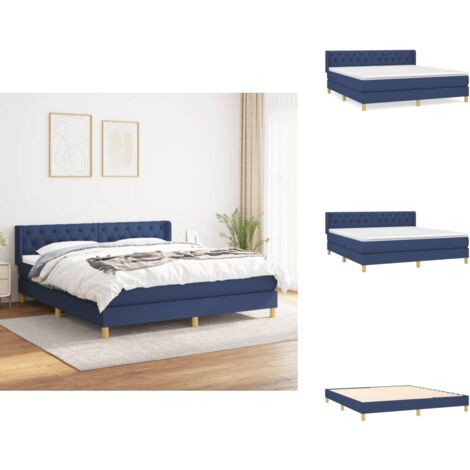Boxspringbett mit Matratze Blau 160x200 cm Stoff - Boxspringbett - Doppelbett - Blau - Bettsofa - Lattenrost