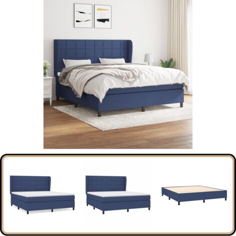 Boxspringbett mit Matratze Blau 160x200 cm Stoff - Boxspringbett - Doppelbett - Schlafraum - Blau - Bettenrahmen