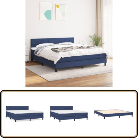 Boxspringbett mit Matratze Blau 160x200 cm Stoff - Boxspringbett - Doppelbett - Schlafraum - Blau - Bettenrahmen