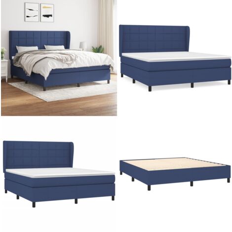 Boxspringbett mit Matratze Blau 160x200 cm Stoff - Boxspringbett - Doppelbett - Schlafraum - Blau - Bettenrahmen - Home & Living
