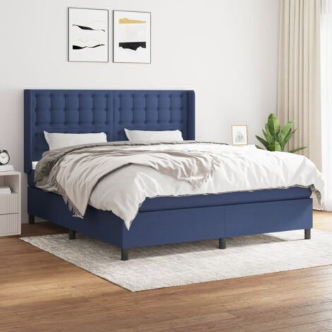 Boxspringbett mit Matratze Blau 160x200 cm Stoff vidaXL