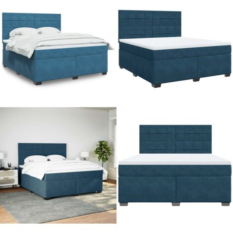Boxspringbett mit Matratze Blau 180x200 cm Samt - Matratze - Samt