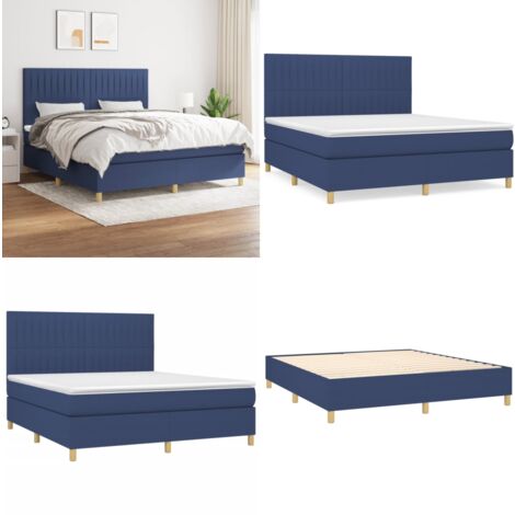 Boxspringbett mit Matratze Blau 180x200 cm Stoff - Boxspringbett - Doppelbett - Schlafsystem - Bettrahmen - Matratze - Home & Living