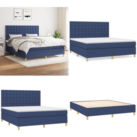 Boxspringbett mit Matratze Blau 180x200 cm Stoff - Boxspringbett - Doppelbett - Schlafsystem - Bettrahmen - Matratze - Home & Living