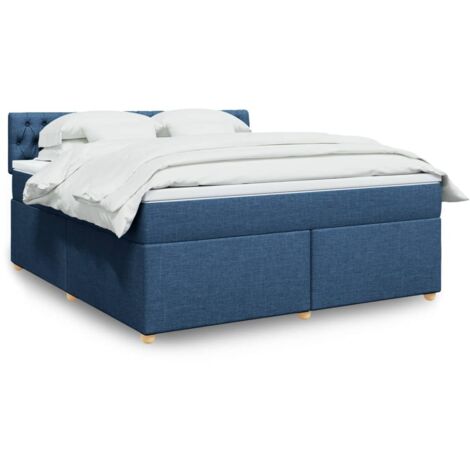 Boxspringbett mit Matratze Blau 180x200 cm Stoff vidaXL