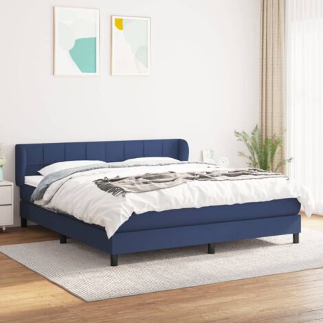 Boxspringbett mit Matratze Blau 180x200 cm Stoff vidaXL