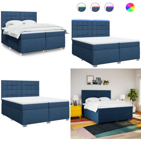 Boxspringbett mit Matratze Blau 200x200 cm Stoff - Boxspringbett - Doppelbett - Bettenrahmen - Liegekomfort - Matratze - Home & Living