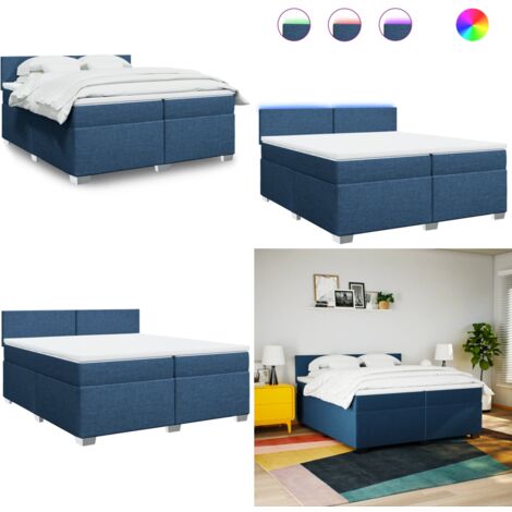 Boxspringbett mit Matratze Blau 200x200 cm Stoff - Boxspringbett - Doppelbett - Bettenrahmen - Liegekomfort - Schlafen - Home & Living