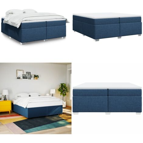 Boxspringbett mit Matratze Blau 200x200 cm Stoff - Boxspringbett - Doppelbett - Bettsofa - Blau - Massivholzmöbel - Home & Living