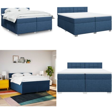 Boxspringbett mit Matratze Blau 200x200 cm Stoff - Boxspringbett - Doppelbett - Blau - Bettrahmen - Matratze - Home & Living