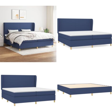 Boxspringbett mit Matratze Blau 200x200 cm Stoff - Boxspringbett - Doppelbett - Schlafsystem - Bettenrahmen - Blau - Home & Living