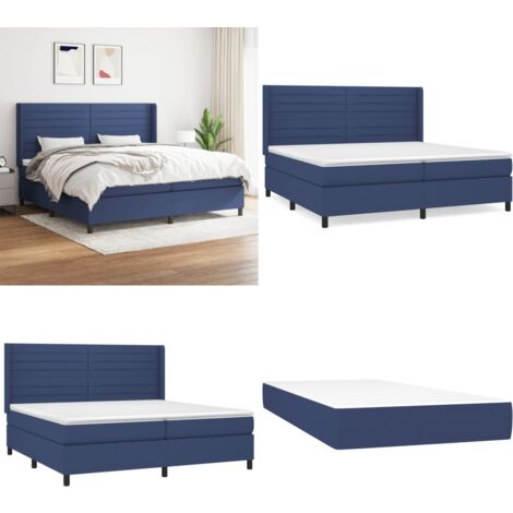 Boxspringbett mit Matratze Blau 200x200 cm Stoff - Boxspringbett - Doppelbett - Schlafsystem - Bettenrahmen - Lattenrost - Home & Living