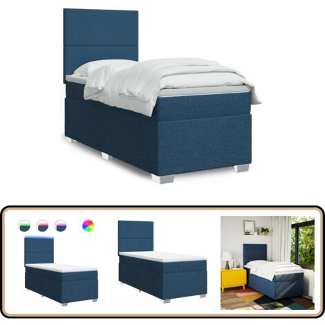 Boxspringbett mit Matratze Blau 90x190 cm Stoff - Boxspringbett - Doppelbett - Schlafsystem - Bettenrahmen - Liegefläche 90x190 Cm