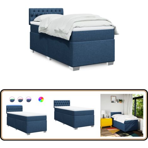 Boxspringbett mit Matratze Blau 90x190 cm Stoff - Boxspringbett - Doppelbett - Schlafsystem - Bettenrahmen - Liegefläche 90x190 Cm