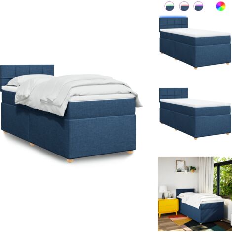 Boxspringbett mit Matratze Blau 90x190 cm Stoff - Boxspringbett - Doppelbett - Schlafsystem - Bettenrahmen - Liegefläche 90x190 Cm