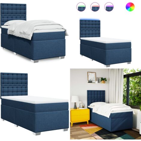 Boxspringbett mit Matratze Blau 90x190 cm Stoff - Boxspringbett - Doppelbett - Schlafsystem - Bettenrahmen - Liegefläche 90x190 Cm - Home & Living