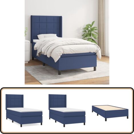 Boxspringbett mit Matratze Blau 90x200 cm Stoff - Boxspringbett - Doppelbett - Schlafraum - Bettenrahmen - Liegekomfort