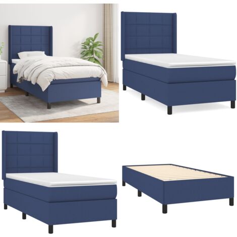 Boxspringbett mit Matratze Blau 90x200 cm Stoff - Boxspringbett - Doppelbett - Schlafraum - Bettenrahmen - Liegekomfort - Home & Living