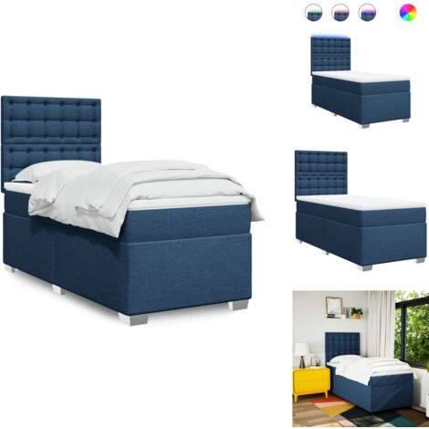 Boxspringbett mit Matratze Blau 90x200 cm Stoff - Boxspringbett - Doppelbett - Schlafsystem - Bettenrahmen - Liegefläche 90x200 Cm