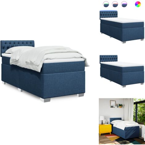 Boxspringbett mit Matratze Blau 90x200 cm Stoff - Boxspringbett - Doppelbett - Schlafsystem - Bettenrahmen - Liegefläche 90x200 Cm
