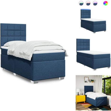 Boxspringbett mit Matratze Blau 90x200 cm Stoff - Boxspringbett - Doppelbett - Schlafsystem - Bettenrahmen - Liegefläche 90x200 Cm