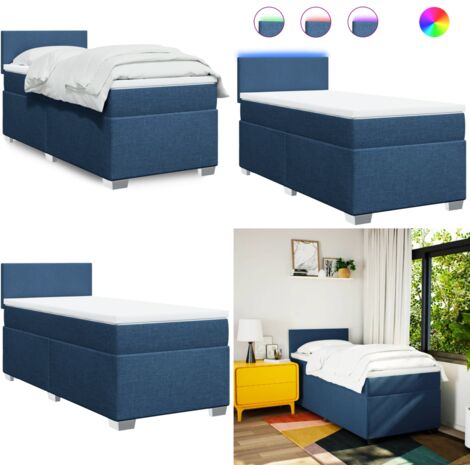 Boxspringbett mit Matratze Blau 90x200 cm Stoff - Boxspringbett - Doppelbett - Schlafsystem - Bettenrahmen - Liegefläche 90x200 Cm - Home & Living