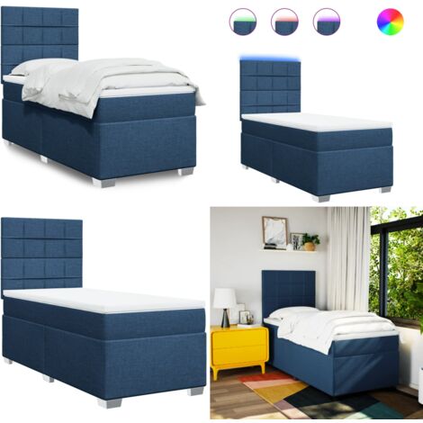 Boxspringbett mit Matratze Blau 90x200 cm Stoff - Boxspringbett - Doppelbett - Schlafsystem - Bettenrahmen - Liegefläche 90x200 Cm - Home & Living