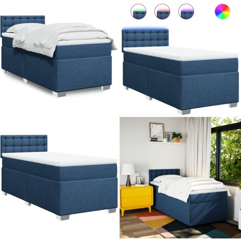 Boxspringbett mit Matratze Blau 90x200 cm Stoff - Boxspringbett - Doppelbett - Schlafsystem - Bettenrahmen - Liegefläche 90x200 Cm - Home & Living