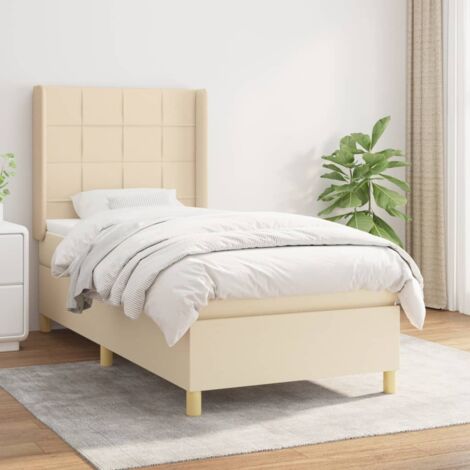 Boxspringbett mit Matratze Creme 100x200 cm Stoff vidaXL
