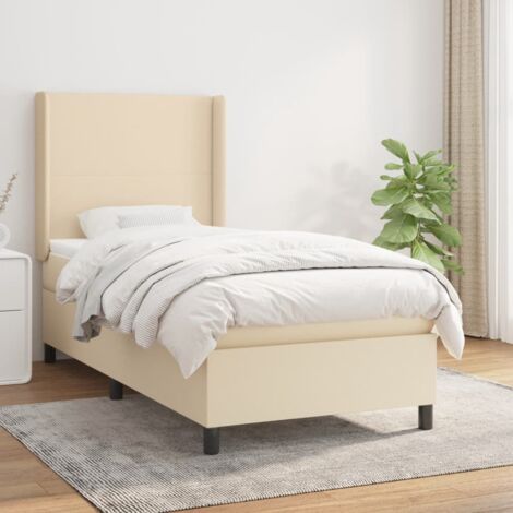 Boxspringbett mit Matratze Creme 100x200 cm Stoff vidaXL