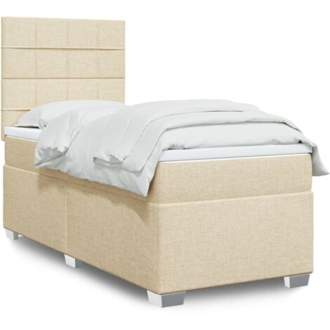 Boxspringbett mit Matratze Creme 100x200 cm Stoff vidaXL
