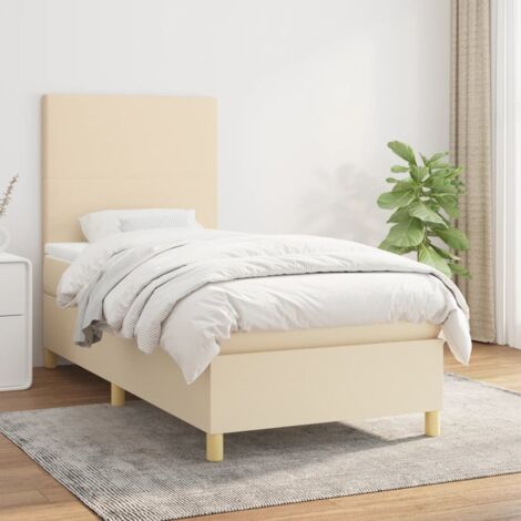 Boxspringbett mit Matratze Creme 100x200 cm Stoff vidaXL