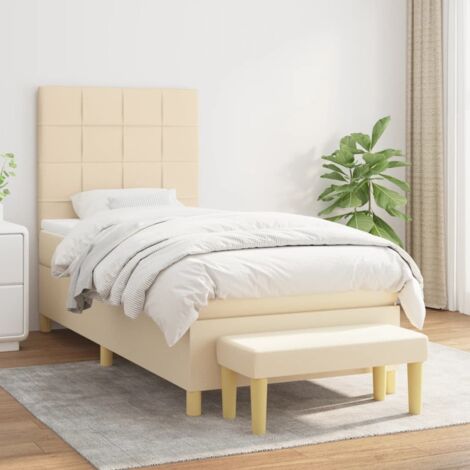 Boxspringbett mit Matratze Creme 100x200 cm Stoff vidaXL